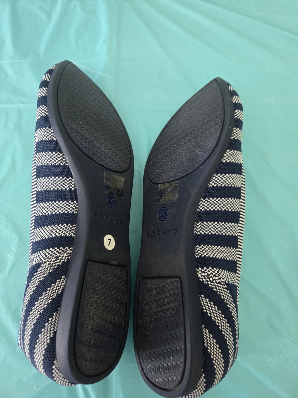 Rothy's Women's Navy & White Striped Flats - Size 7